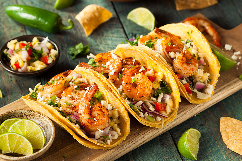 Tipos de tacos hechos con mariscos 